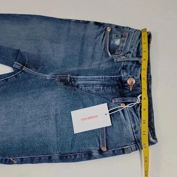 Good American Good Waist Distressed Skinny Ankle Jeans Blue476 - Picture 8 of 14